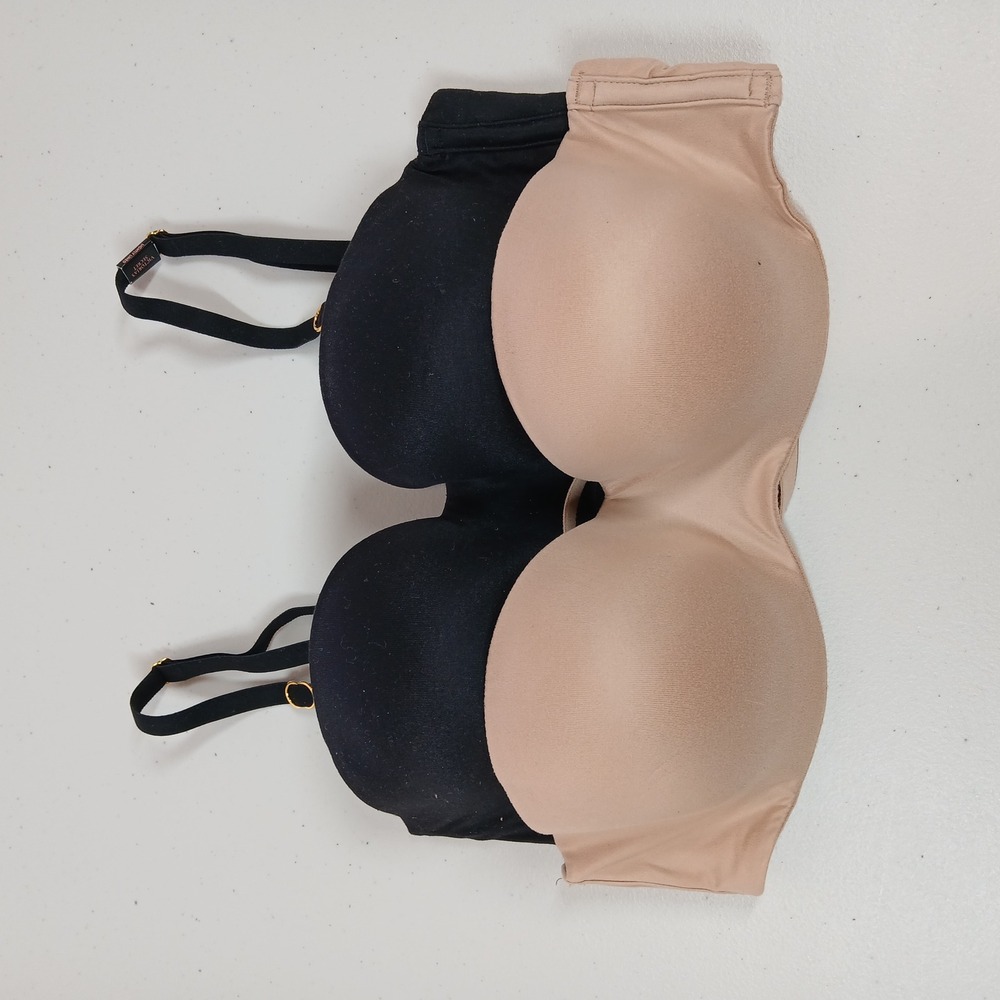 Bundle Victoria's Secret Bras Women 32D Black Nude Strapless Push Up Bras